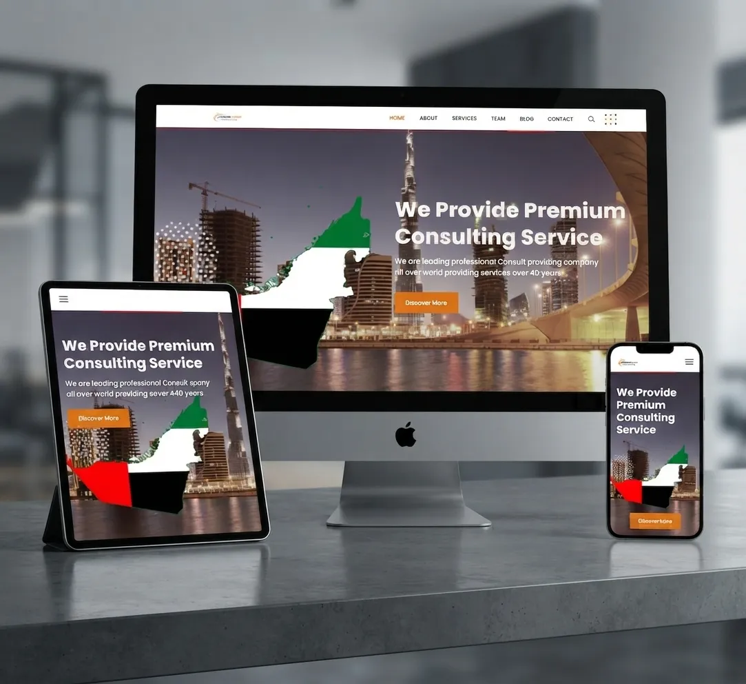 Arizona Globals consulting website homepage on desktop, tablet and phone